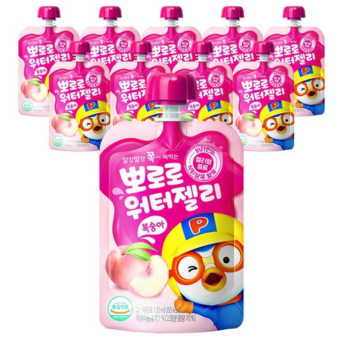 팔도 뽀로로 워터젤리 복숭아, 120ml, 10개