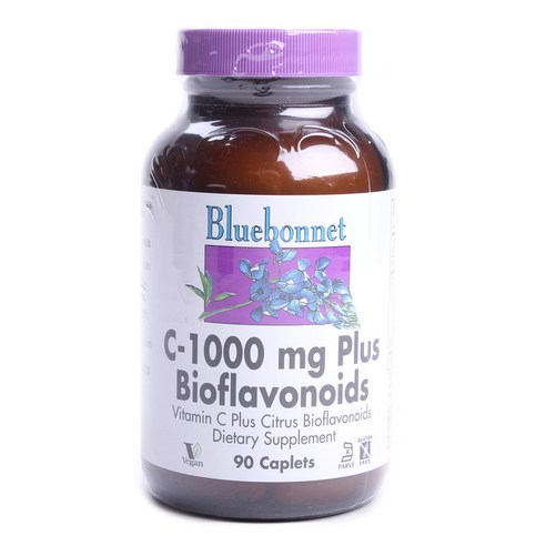 블루보넷 C-1000mg 플러스 바이오플라보노이드 글루텐 프리 비건 캐플릿, 90개입, 1개