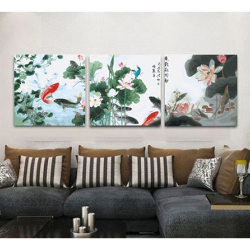 아트조이 DIY 명화그리기 키트 3단 세트 40x50cm, 꽃과 잉어, 1개