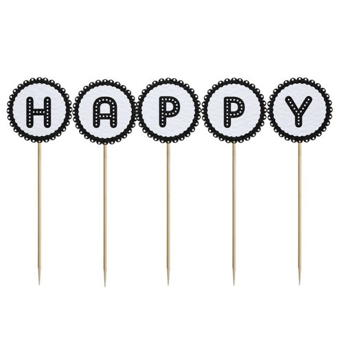 와니데코 미니파티픽 HAPPY, 화이트+블랙, 1개