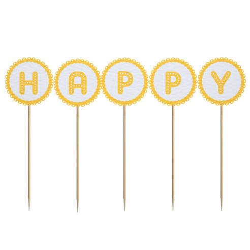와니데코 미니파티픽 HAPPY, 화이트+옐로우, 1개