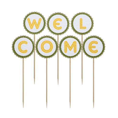 와니데코 미니파티픽 WELCOME, 화이트+올리브그린+옐로우