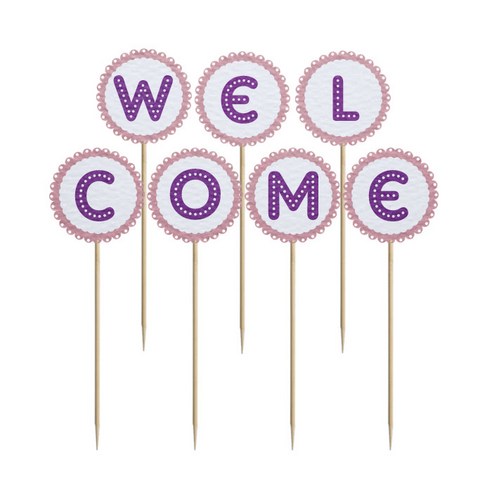 와니데코 미니파티픽 WELCOME, 화이트+인디핑크+퍼플