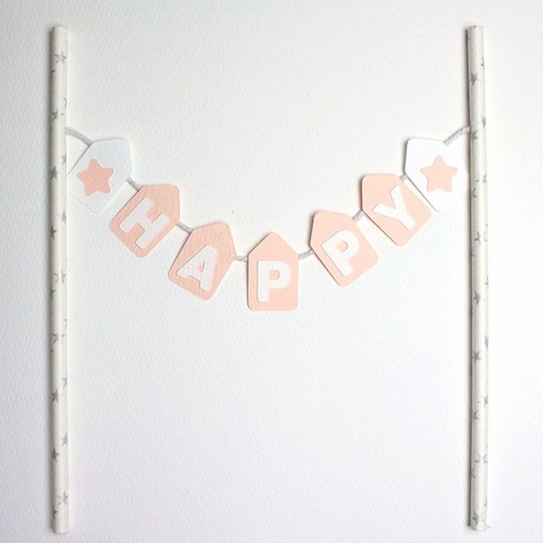 와니데코 번팅 Happy 데코용품, 연핑크, 1개
