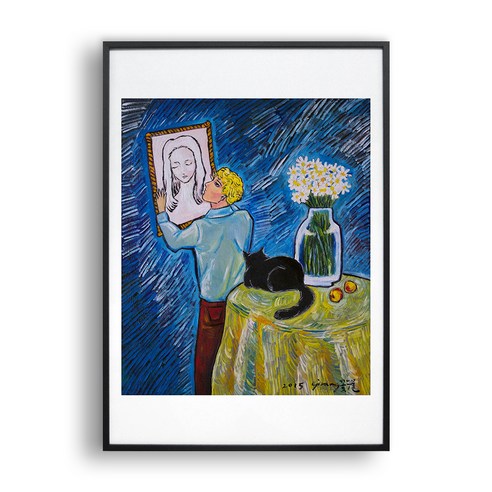 [올뉴프레임]- Man Hangs Art on the Wall, (알류미늄)