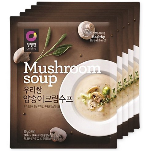 청정원 우리쌀 양송이크림수프, 60g, 5개