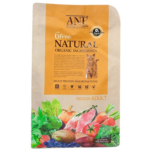 ANF 식스 프리 인도어 어덜트 고양이 사료, 1kg, 1개