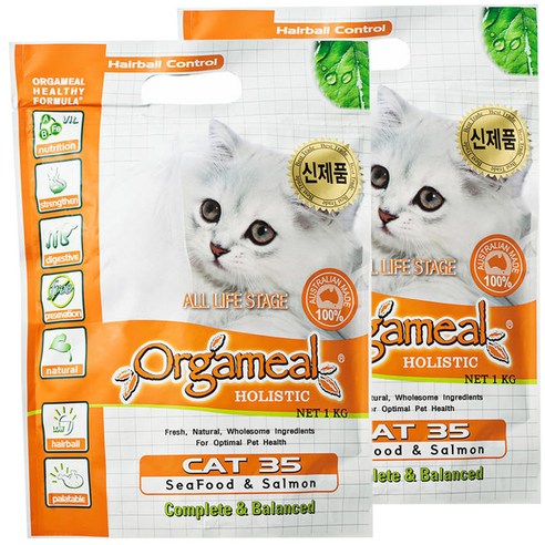 올가밀 전연령 캣35 고양이 건식사료, 연어, 1kg, 2개
