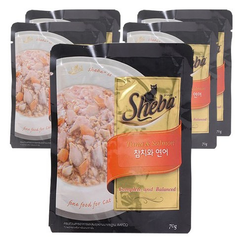 쉬바 파우치 고양이 간식, 생선, 70g, 5팩