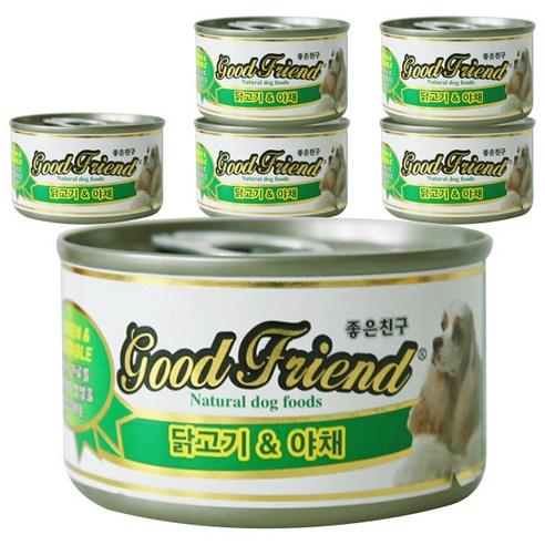 굿프렌드 애견용 간식 캔, 닭고기+야채 혼합맛, 6개