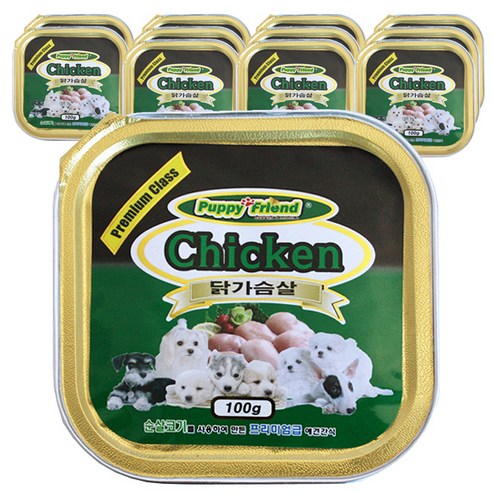 퍼피프랜드 사각 애견 간식 캔 100g, 닭가슴살, 12개