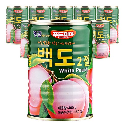 펭귄 푸드피아 백도 과일통조림, 400g, 10개