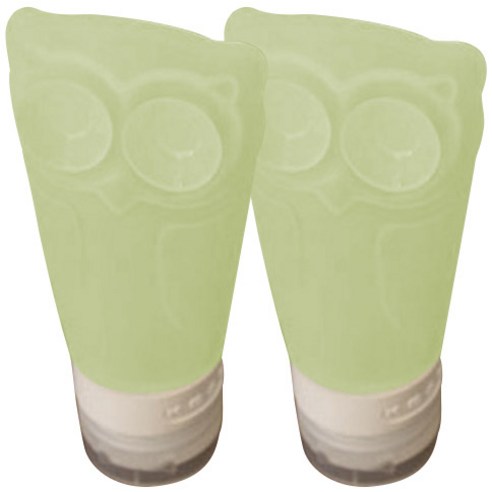 베리구즈 실리콘 부엉이 화장품 용기, 그린, 2개입