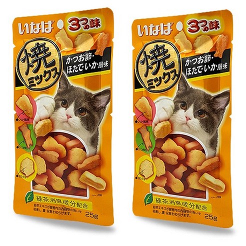 이나바 야끼믹스 스낵, 가다랑어포 + 조개 + 오징어맛, 2개