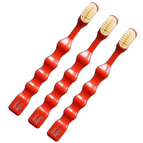 베이비오가닉 실리콘 칫솔, 레드, 1개입, 3개