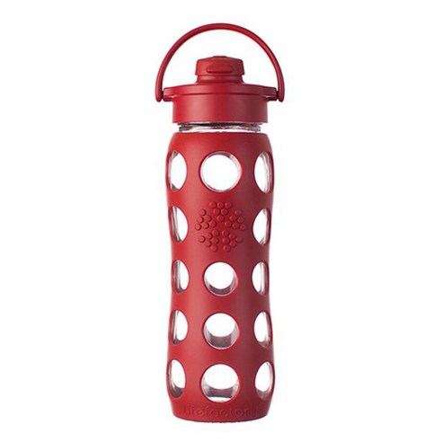 라이프팩토리 플립캡 글라스보틀, 레드, 650ml