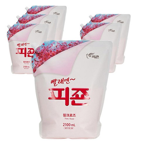 피죤 핑크로즈 섬유유연제 리필, 2.1L, 6개