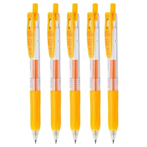 제브라 사라사 클립 볼펜 0.3mm JJH15, 옐로우, 5개