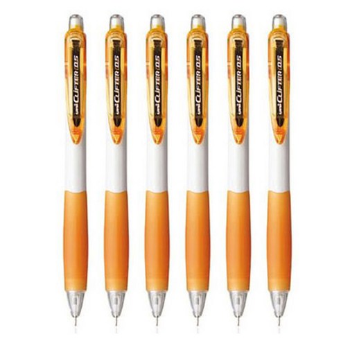 유니볼 클리프터 샤프 0.5mm, W.ORANGE, 3개, 6개