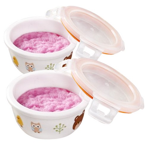 투데코 뉴 이유식 보관 도자기 용기 120ml, 곰, 2개