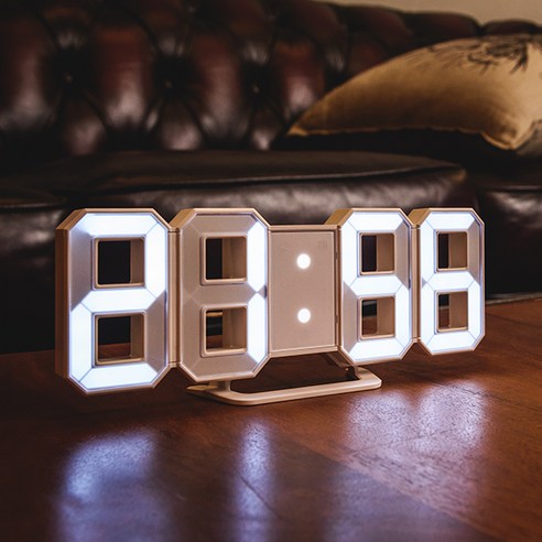 orient 입체 LED 탁상시계 OT1586W, 화이트