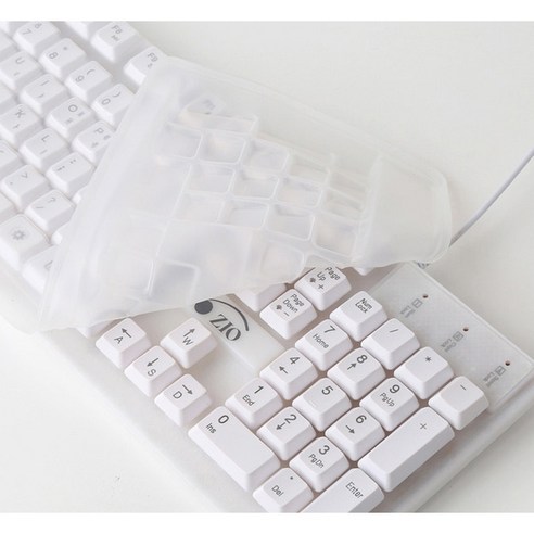  ZIO G-Light 레인보우 LED 유선 일반형 키보드, 화이트, 화이트 