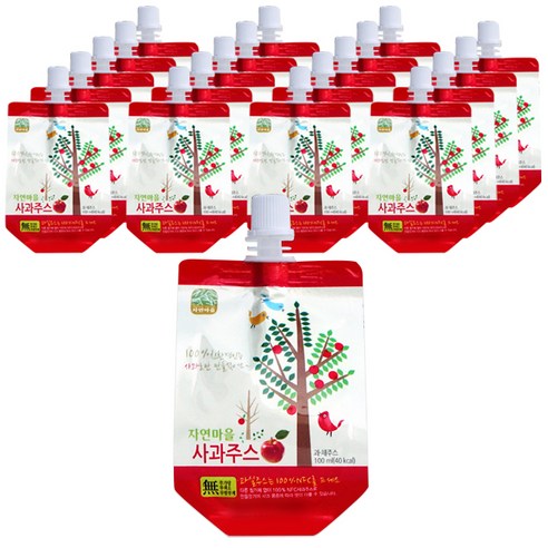 자연마을 착즙주스_사과, 100ml, 20개