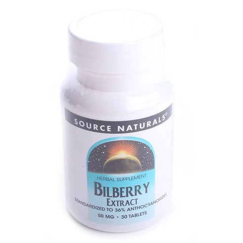 Source Naturals 빌베리 추출물 타블렛 50mg 타블렛, 1개, 30정