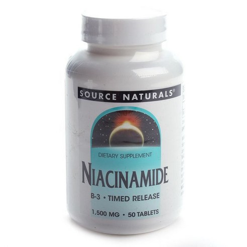 소스내츄럴스 나이아신아미드 B-3 1500mg 글루텐 프리 비건 무설탕 타블렛, 1개, 50정