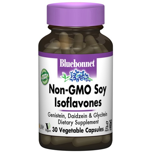 블루보넷 Non-GMO 소이 이소플라본 베지터블 캡슐 글루텐 프리 무설탕, 30개입, 1개