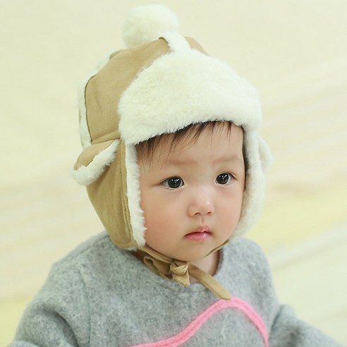 무슈 유아용 무스탕 방한모