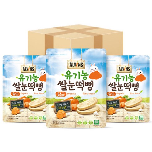 엘빈즈 유기농 쌀눈떡뻥, 당근, 30g, 3개