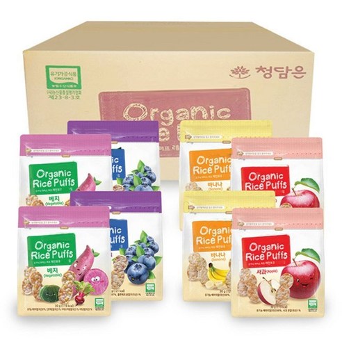 청담은 오가닉라이스퍼프 레인보우 과자 베지 2p + 바나나 2p + 사과 2p + 블루베리 2p, 베지, 바나나, 사과, 블루베리, 1세트