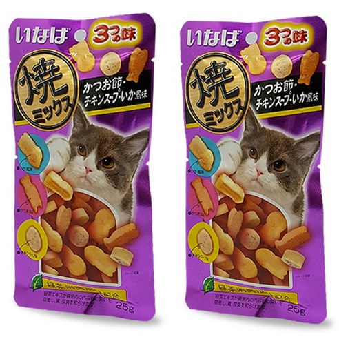 이나바 야끼믹스 스낵, 가다랑어포 + 오징어 + 치킨스프맛, 2개