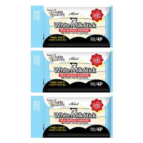 ANF 화이트 밀크스틱 강아지껌 4p, 밀크맛, 55g, 3개
