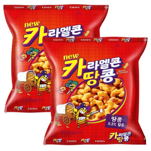 크라운 카라멜콘 땅콩 스낵, 170g, 2개