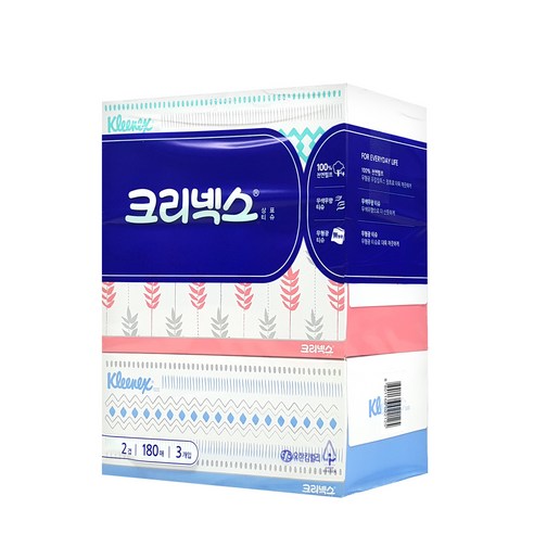 크리넥스 클래식 천연펄프 미용티슈 2겹 180매, 180개입, 3개