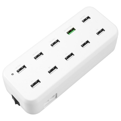 컴스 10포트 USB전원 유선멀티충전기 White, LS415, 1개