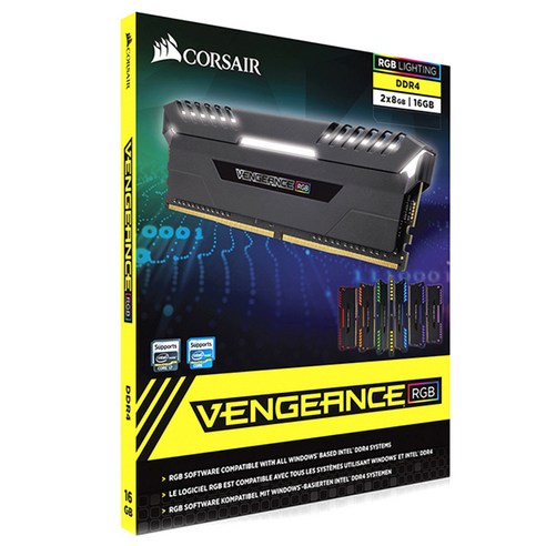 커세어 DDR4 16G PC4-21300 CL16 VENGEANCE LED RGB 8Gx2 램 데스크탑용 CMR16GX4M2A2666C16, 2개