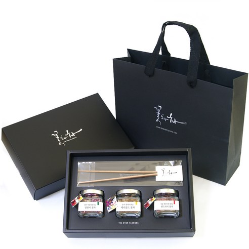 꽃보다차 아담한 꽃차 3종 선물세트, 달맞이 1.5g + 메리골드 4g + 맨드라미 2g + 차집게 + 쇼핑백, 1세트