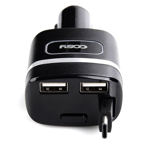안전하고 편리한 충전을 제공하는 코시 QC3.0 USB 2포트 차량용 자동감김 급속 충전기 타입C