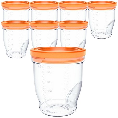 베베락 밀폐형 이유식 용기 240ml, 오렌지, 8개입