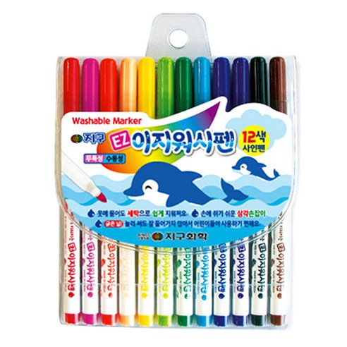 지구 이지워시 사인펜, 12색, 1세트