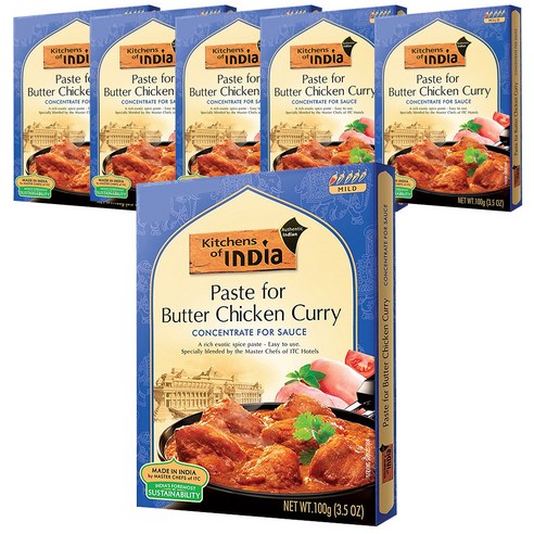 키친오브인디아 버터 치킨 커리용 페이스트, 100g, 6개입