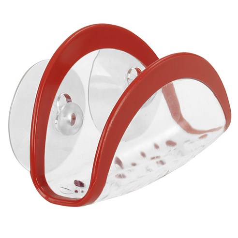 스펙트럼 코라 석션 싱크 수세미 걸이 길이 7.6 x 너비 11.4 x 깊이 5.7cm, Red+Clear, 1개