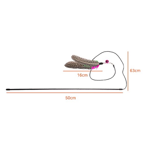 딩동펫 고양이 낚시대 우드 야옹이 + 깃털 + 깃털 와이어 장난감 세트, 혼합 색상, 1세트