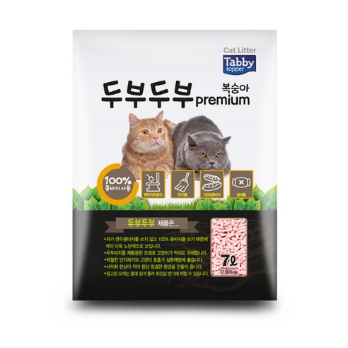 테비토퍼 프리미엄 두부두부 고양이 모래 복숭아, 7L, 1개