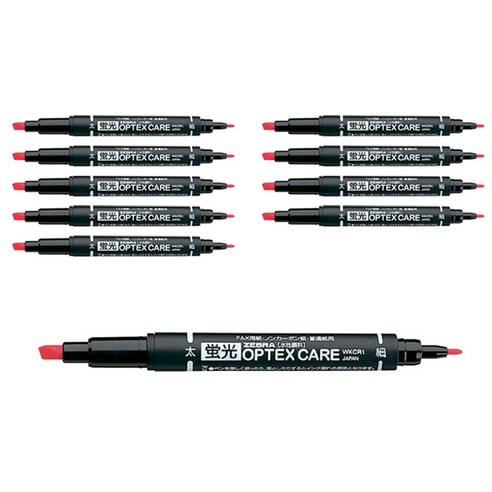 제브라 옵텍스 케어 형광펜, 레드, 10개
