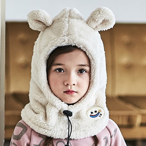 점핑박스 아동용 곰돌이 후드 워머