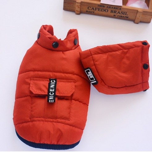 하라시코쿠키 반려견 겨울나기 패딩후드, 오렌지